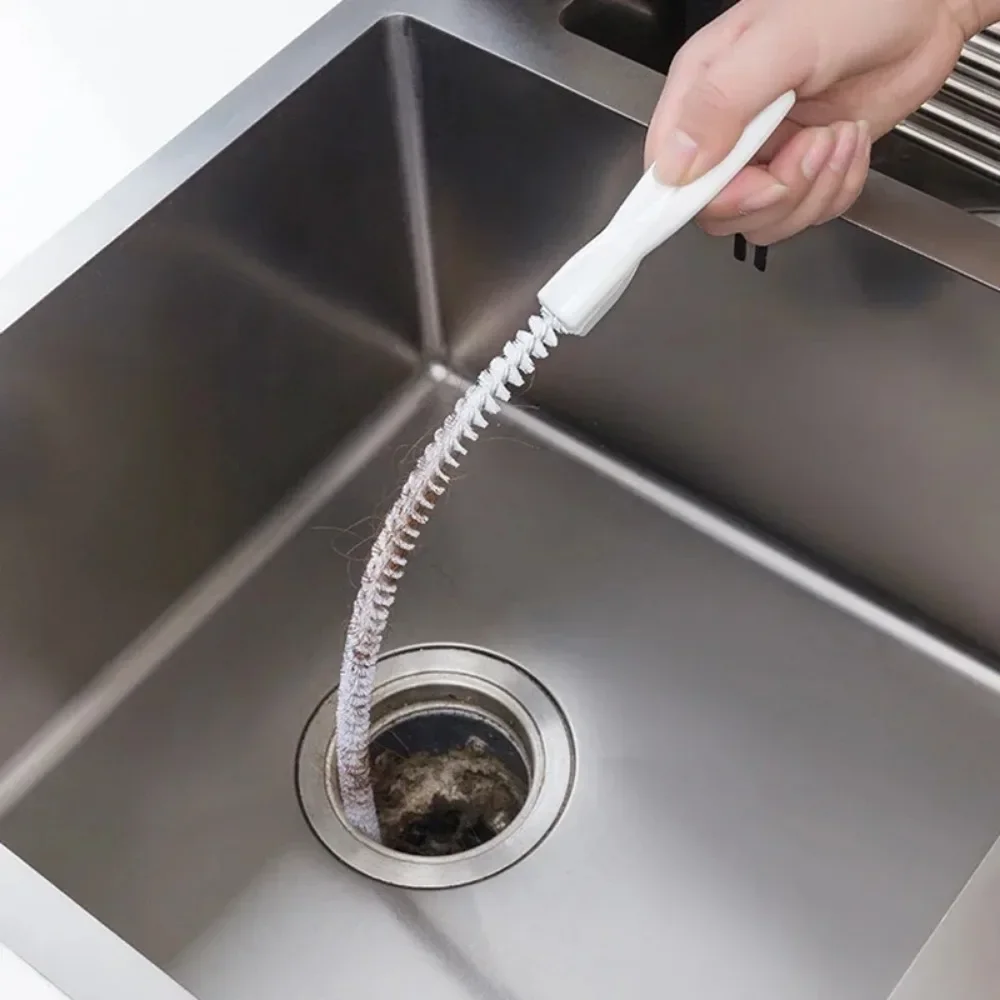 Cepillo de limpieza de alcantarillado, herramienta de dragado de tuberías, cepillo curvo para fregadero, cocina, baño, limpiador de tuberías de drenaje, tapón de zueco, removedor de agujeros, 45/60cm - imagen 5