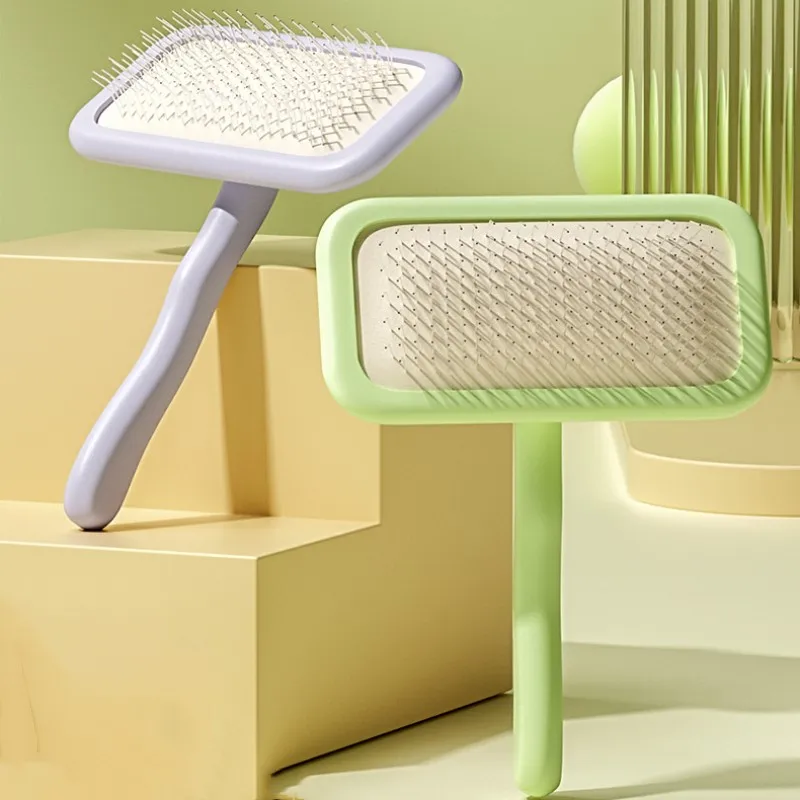 Cepillo para perros, removedor de pelo para mascotas, cepillo de masaje para gatos, peines de acero inoxidable para limpieza del pelo de perros, cepillos con mango cómodo, aseo para mascotas - imagen 2