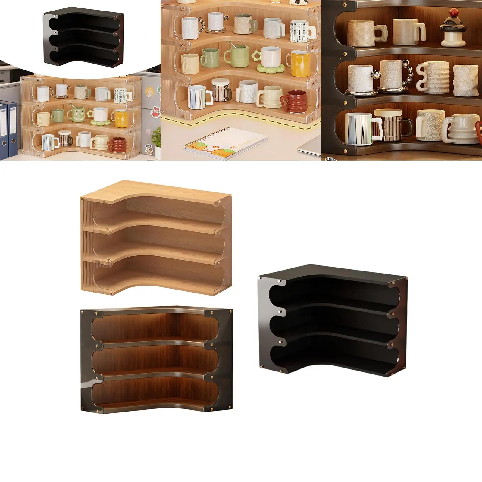 Estante organizador de esquina de escritorio, estante de almacenamiento de madera para apartamento, cocina, Hotel - imagen 3