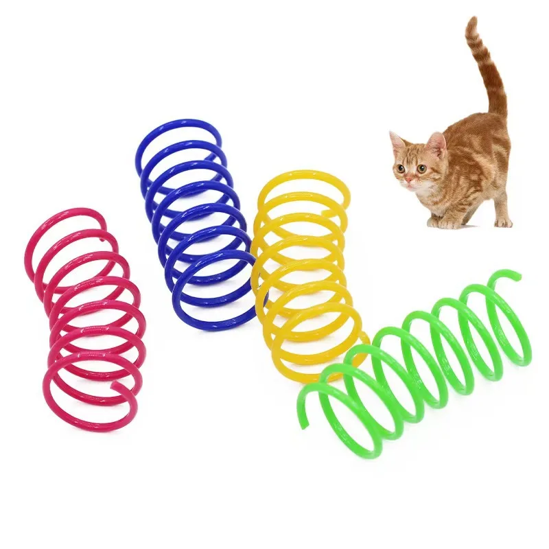 Juguete para gatos con resorte, juguete rodante de plástico de colores para saltar, suministros para mascotas - imagen 3