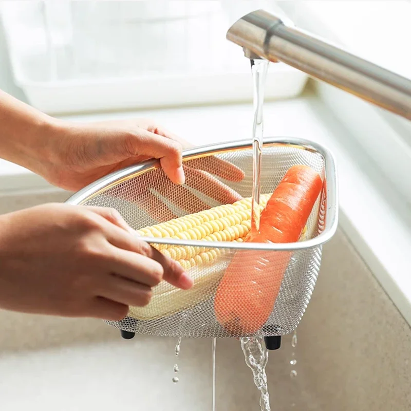 Filtro triangular para fregadero de cocina, escurridor de acero inoxidable, filtro de basura, recogedor de alimentos antideslizante, colador multifuncional - imagen 4