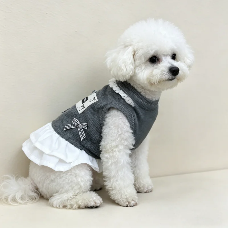 Ropa de verano ligero para perros Chihuahua y Bichón – Falda encaje - imagen 5