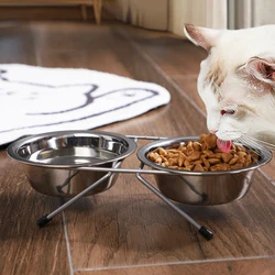 Cuenco doble acero inoxidable antideslizante para perros y gatos
