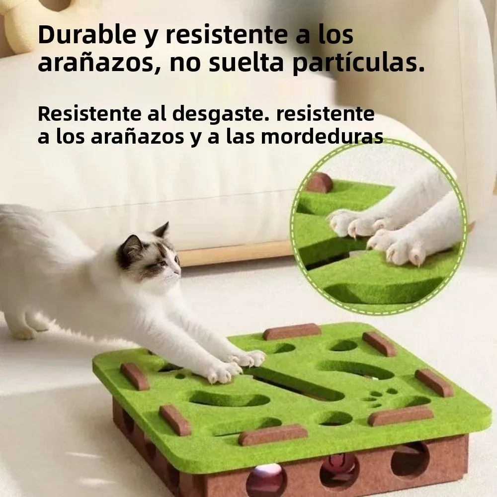 Diy mascota gato rompecabezas laberinto agujeros juguetes caja de fieltro con campana bola gatito juguetes interactivos divertido combinación conjunto suministros para gatos - imagen 3