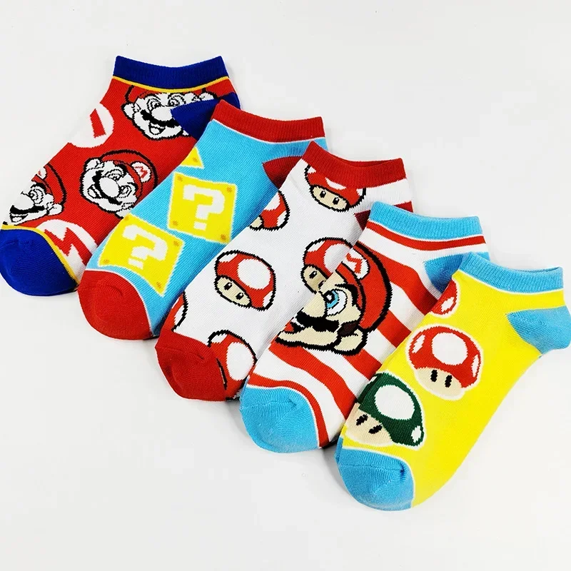 Calcetines de algodón Super Marios Bros, calcetines de tiro bajo con dibujos animados para estudiantes, calcetines de barco Kawaii de Anime Marios para niños, juguete para regalo para el hogar - imagen 2