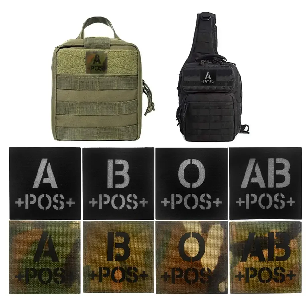 Parche reflectante tipo sangre, insignia para brazalete, retroceso de primeros auxilios, decorativo, apliques de costura, parches tácticos, A, B, O, AB