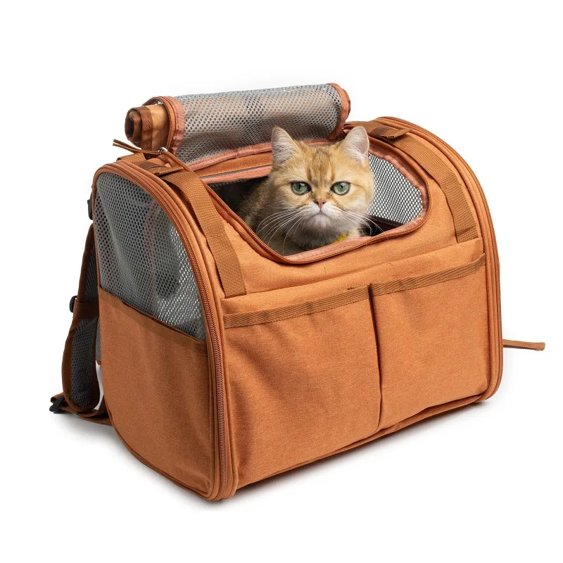 Bolsa transpirable expandible para gatos, mochila portátil para exteriores, bolsas para gatos, viaje saliente, gran espacio, mochila para mascotas de lujo