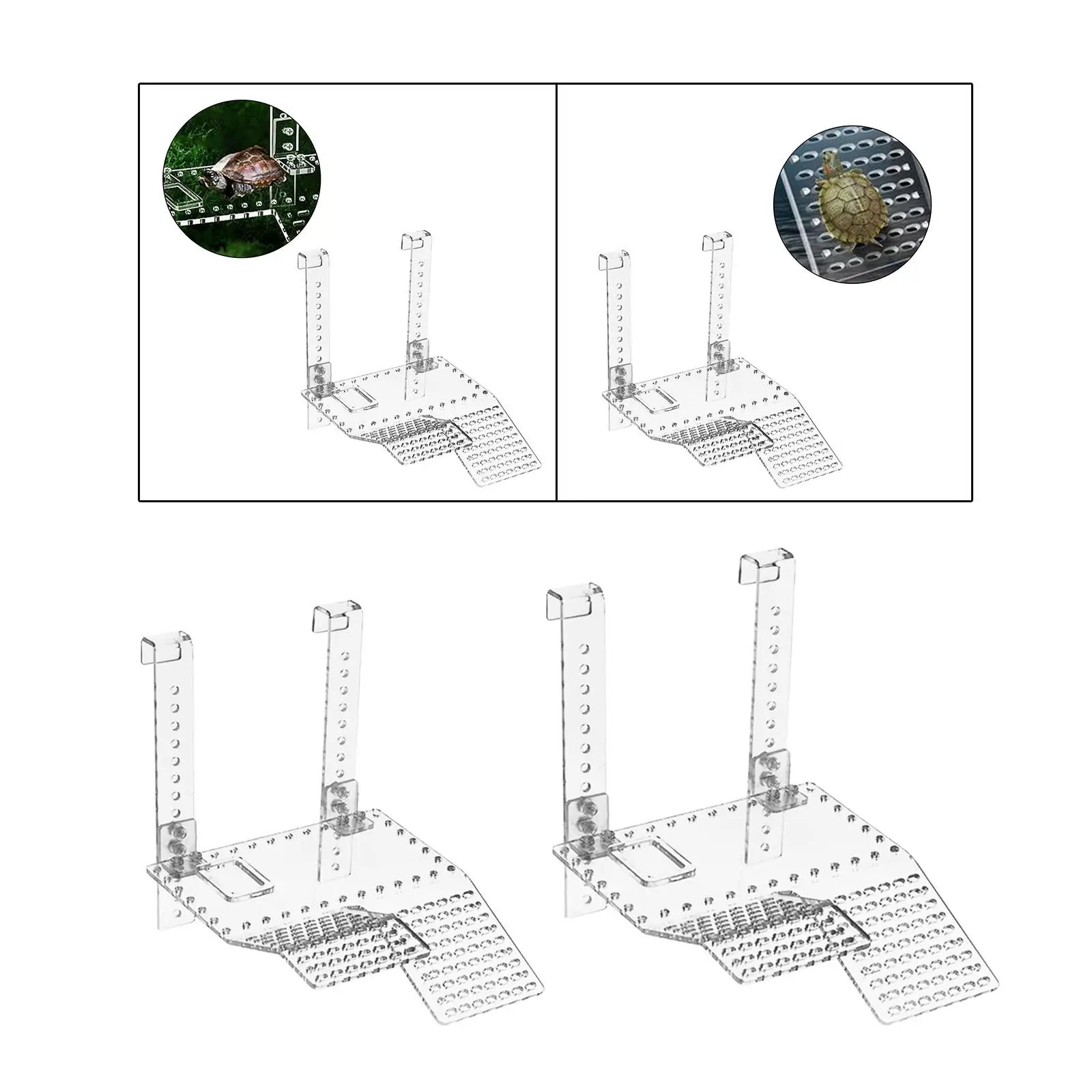 Acrylic Turtle Basking Platform Reptile Tank Ladder Turtle Ramp Climbing Shelf for Frog