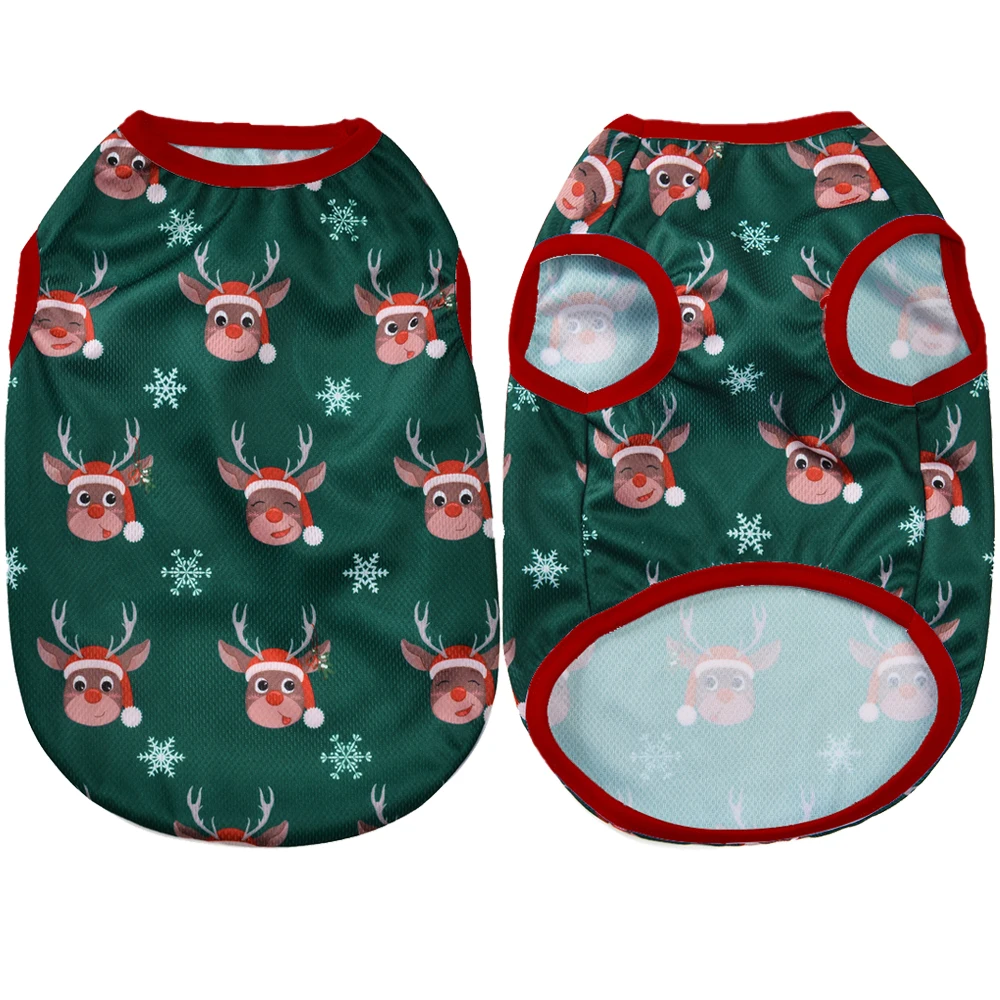 Ropa suave y acogedora para cachorros, chaleco para perros pequeños y medianos, gatos, ciervos de Navidad, estampado de muñeco de nieve, abrigo, camiseta transpirable para mascotas Schnauzer - imagen 4