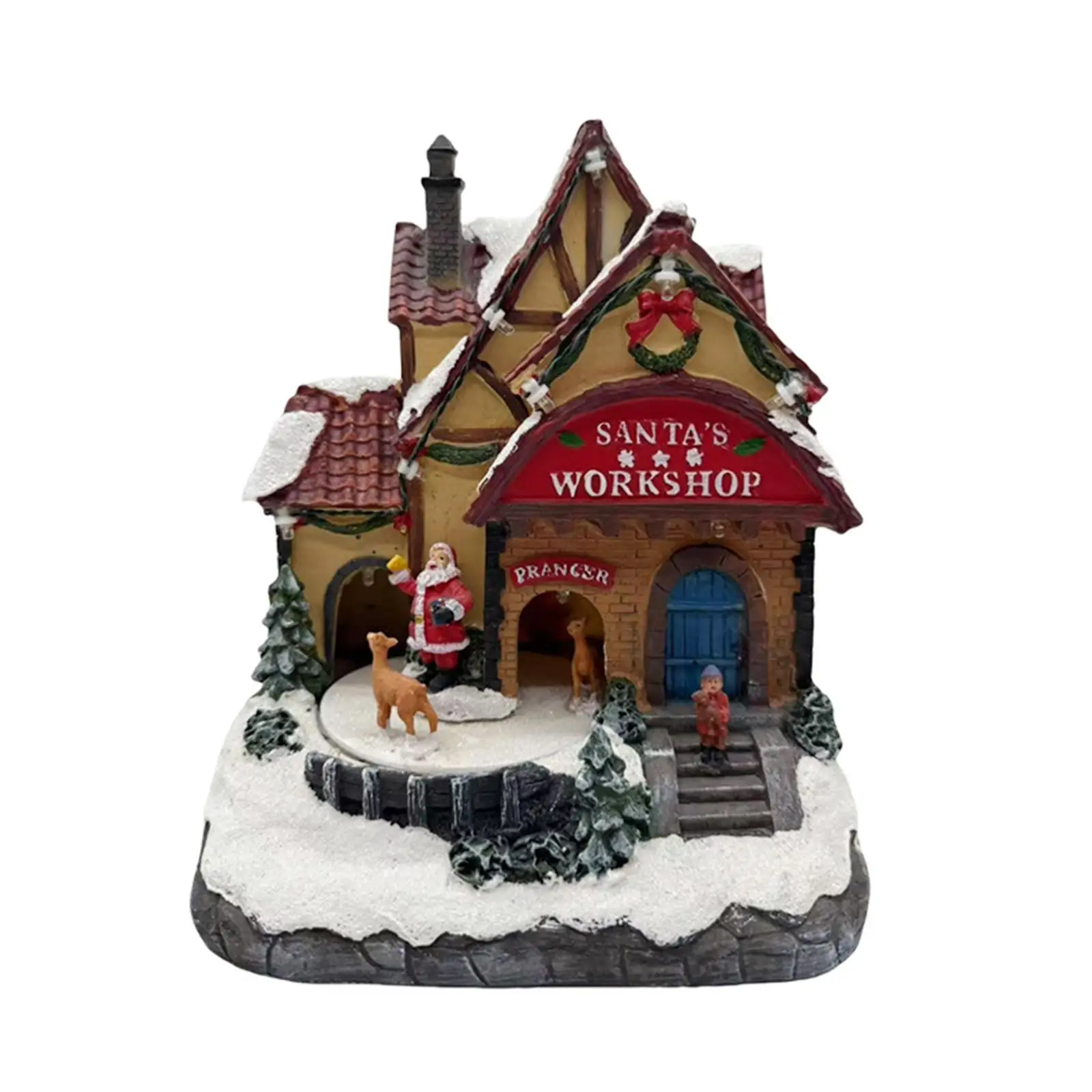 Christmas House Statue with Light Music Tabletop Ornament Craft, Micro Landscape Resin Christmas Decor for Home Festival Holiday Christmas House Statue with Light Music Tabletop Ornament Craft, Micro Landscape Resin Christmas Decor for Home Festival Holiday