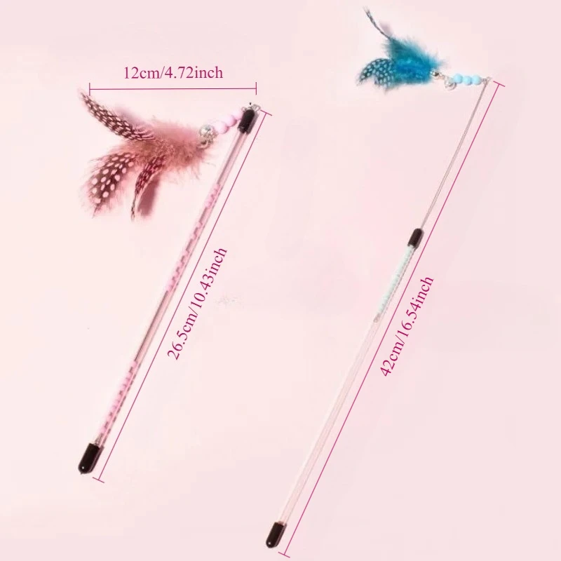 3 uds juguetes para gatos palos de plumas para gatos mango retráctil juguete para gatos juguetes interactivos de plumas para gatos con gatito juguete rompecabezas productos para mascotas - imagen 2