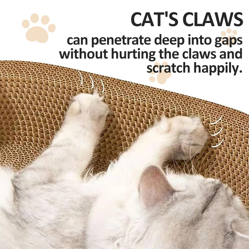 Rascador de gato corrugado, cama ovalada redonda, raspadores grandes para gatos, garra de molienda, juguetes, engrosamiento, pegamento de maíz duradero, calcomanía de cartón - imagen 2