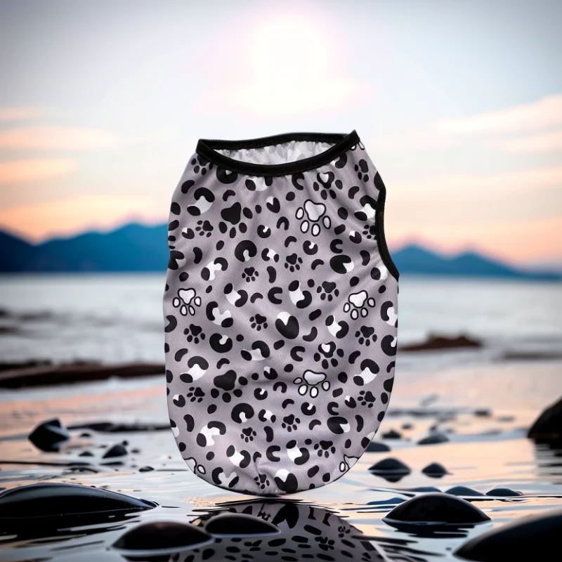 Chaleco con estampado de leopardo para mascotas, ropa de verano para perros pequeños y medianos, abrigo suave y acogedor para cachorros, ropa transpirable para gatos, Chihuahua y Pug - imagen 4