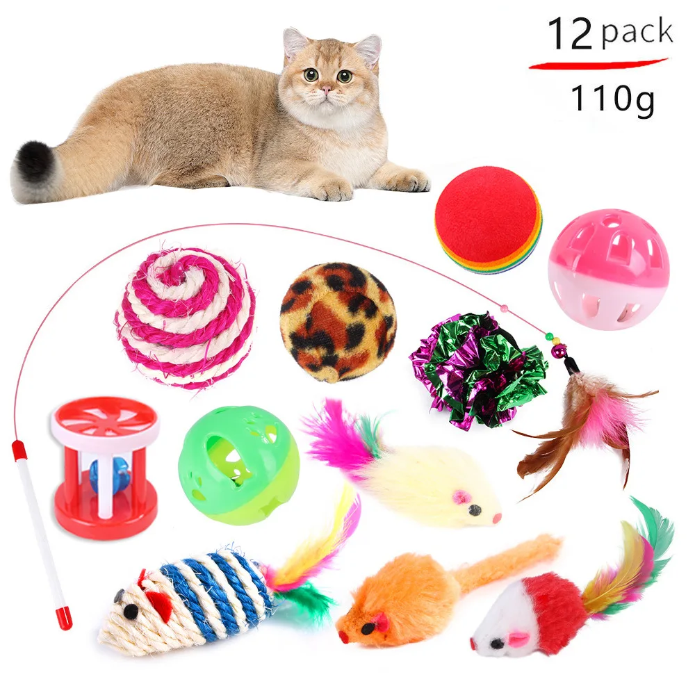 Juego de juguetes para gatos NONOR, varita rompecabezas de plumas, juguete para gatitos, recargas de bolas con forma de ratón, formas para jugar sin palo - imagen 4