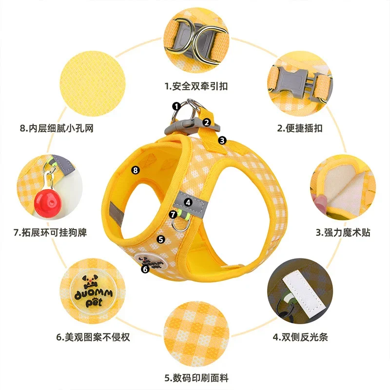 Nueva correa para el pecho para gatos, correa para gatos a cuadros frescos, correa para el pecho para mascotas sin rotura, Universal para gatos y perros - imagen 3
