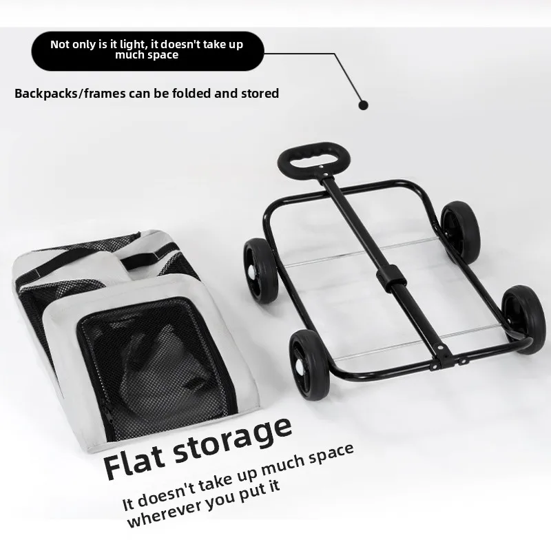 Cochecito pequeño para mascotas, portátil, plegable, para viajes al aire libre, vehículos para perros, gatos, portabebés, productos multifuncionales para mascotas, accesorios - imagen 5