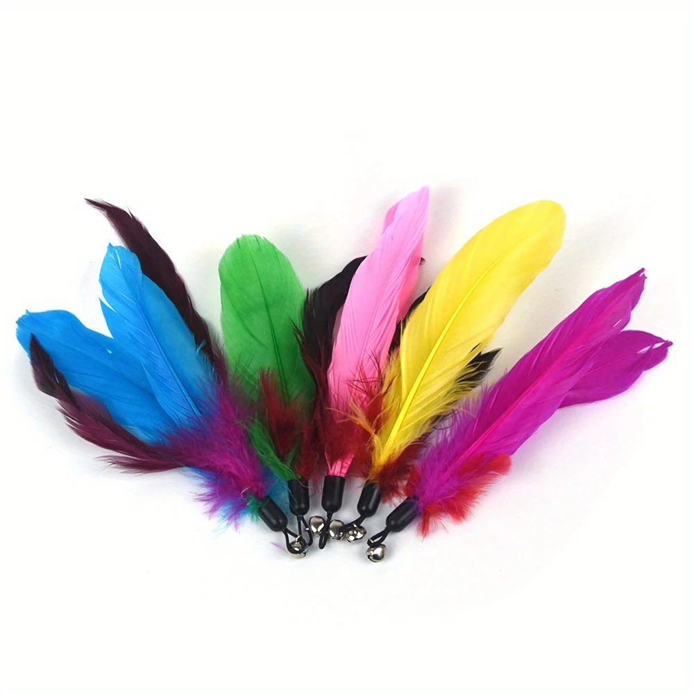 Paquete de 11 cañas de pescar retráctiles, divertido palo para gato, oruga para mascotas, cabezal de repuesto de plumas, juguetes para gatos, productos interactivos para mascotas - imagen 4