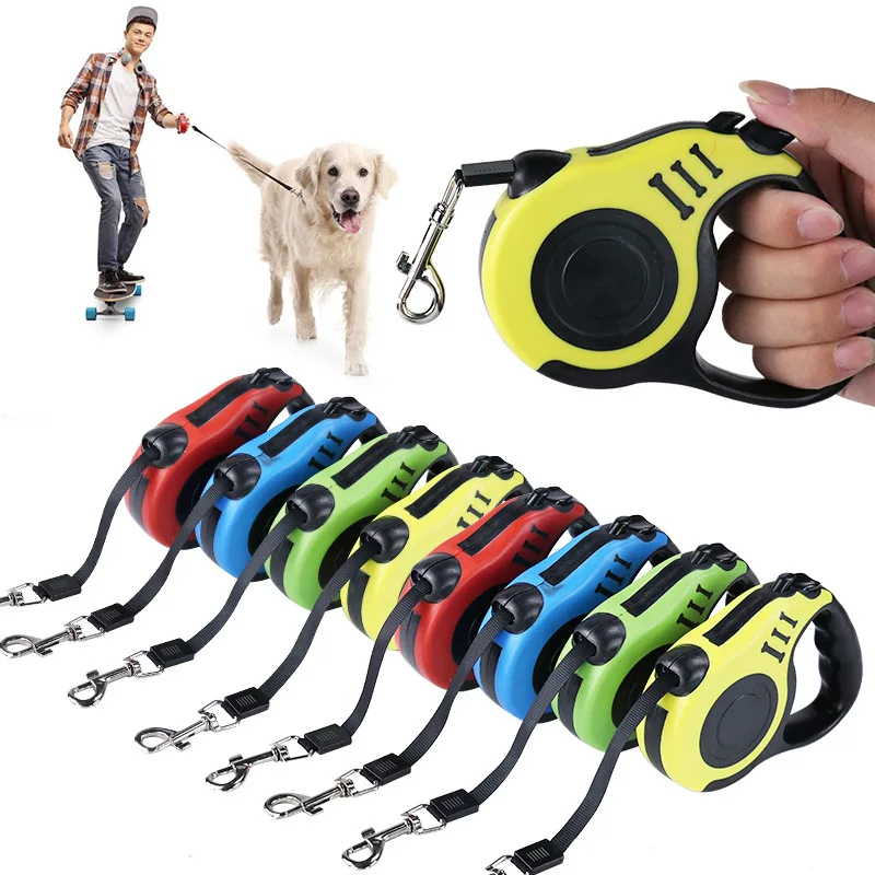Correa retráctil para perro de 3 metros y 5 metros, correa para mascotas, cinturón de cuerda de tracción, correa Flexible automática para producto para perros pequeños, medianos y grandes - imagen 5
