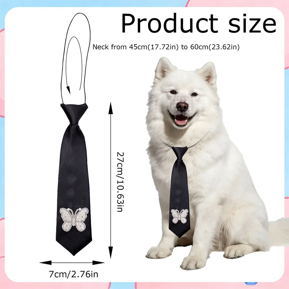 Corbatas decorativas para perros grandes – Estilo blanco y negro con diamantes - imagen 2