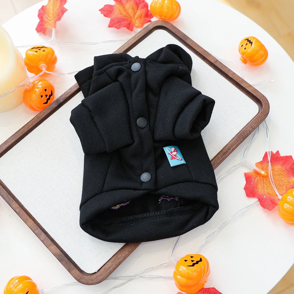 Disfraz de calabaza de Halloween para perro, tela de araña cosida, sudadera negra para cachorro pequeño y mediano, monos cálidos personalizados para Cosplay y gatos - imagen 4