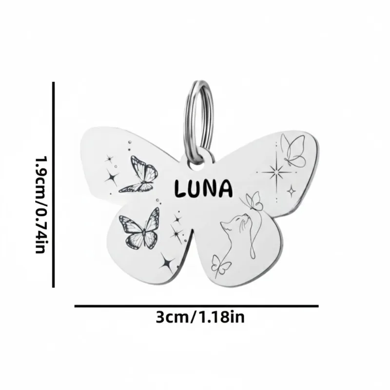 Placa identificación personalizada mariposa para gatos y perros - imagen 5