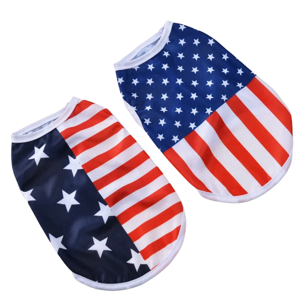 Ropa de verano para perros pequeños, medianos, gatos, Día de la independencia, 4 de julio, camiseta suave para mascotas, chaleco transpirable, ropa fresca para cachorros, Bulldog