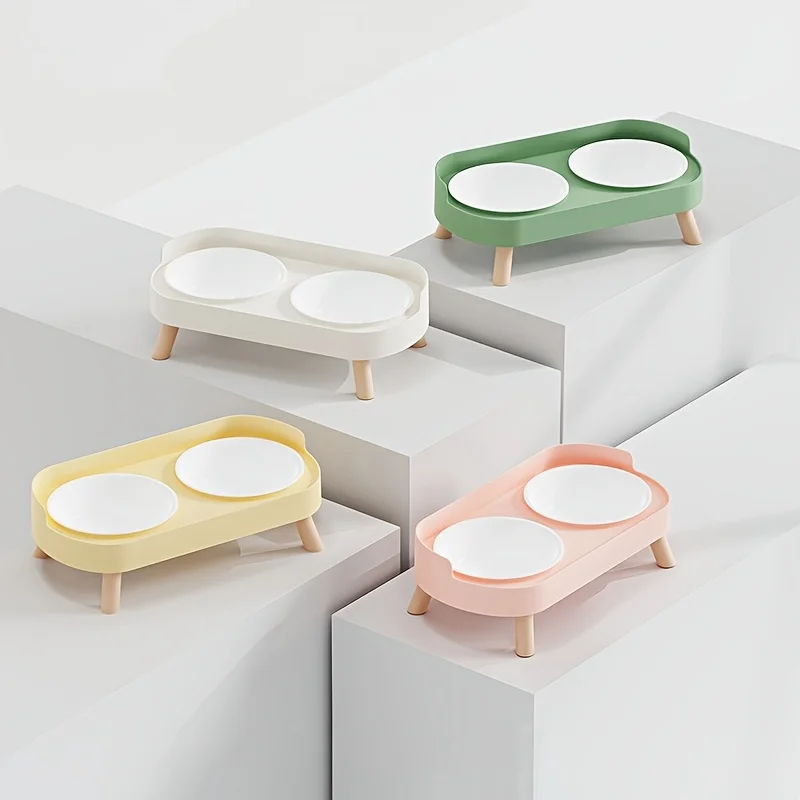 Juego individual de cuencos para alimentar y beber gatos con cuencos dobles, varios colores y estilos para cuencos para perros, adecuado para todos los mascotas