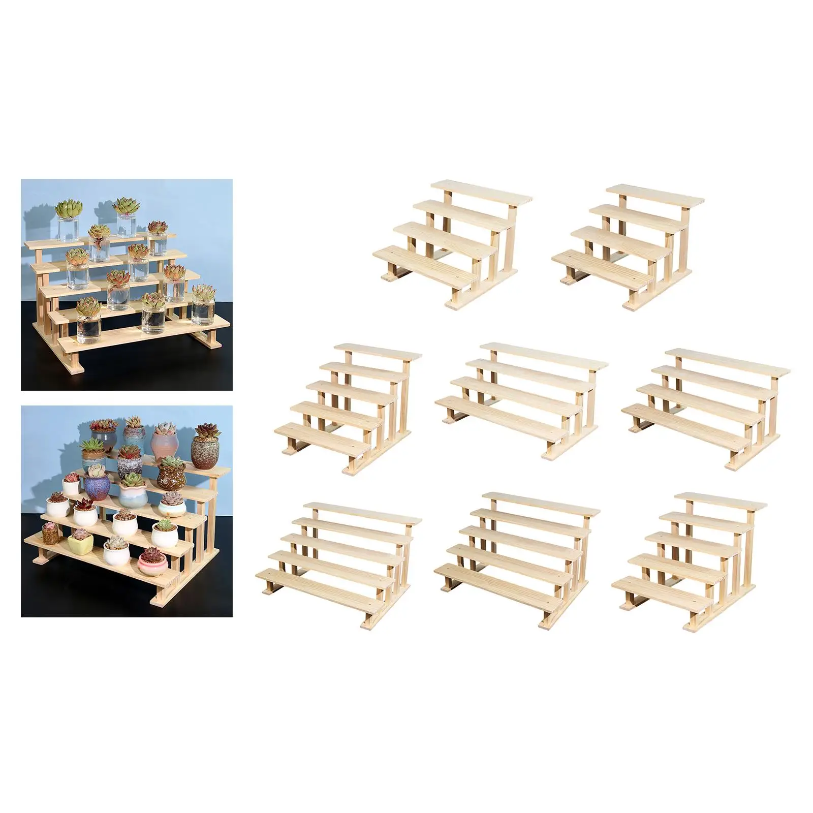 Estante de almacenamiento elevador de exhibición de madera, decoración rústica, estante para postres, organizador de Perfume para postres, joyería coleccionable, espectáculo en casa - imagen 4
