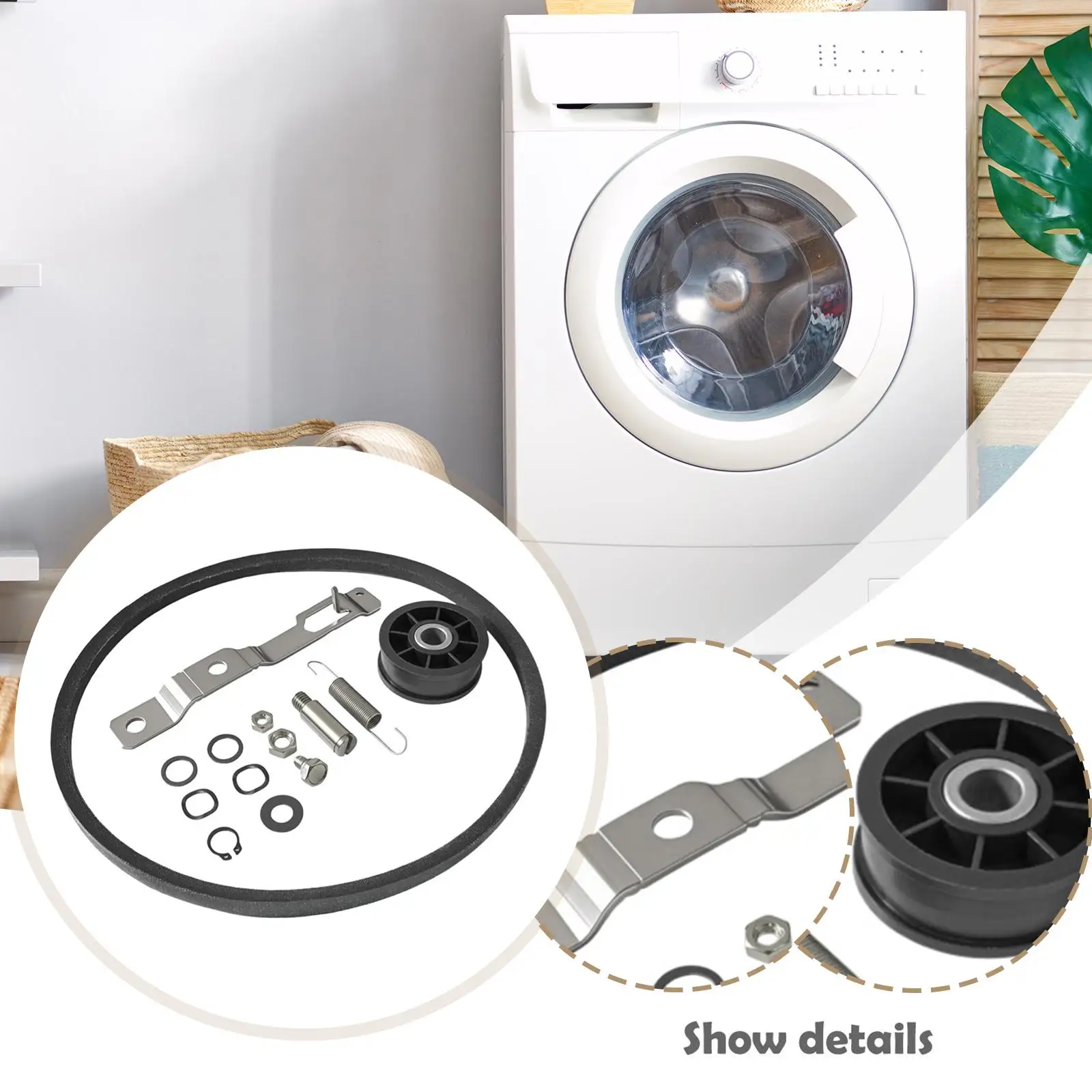 Kit de palanca y correa tensora de lavadora 959P3 Compacto Práctico Fácil de usar Compacto Fácil de instalar Repuestos de repuesto para baño - imagen 5