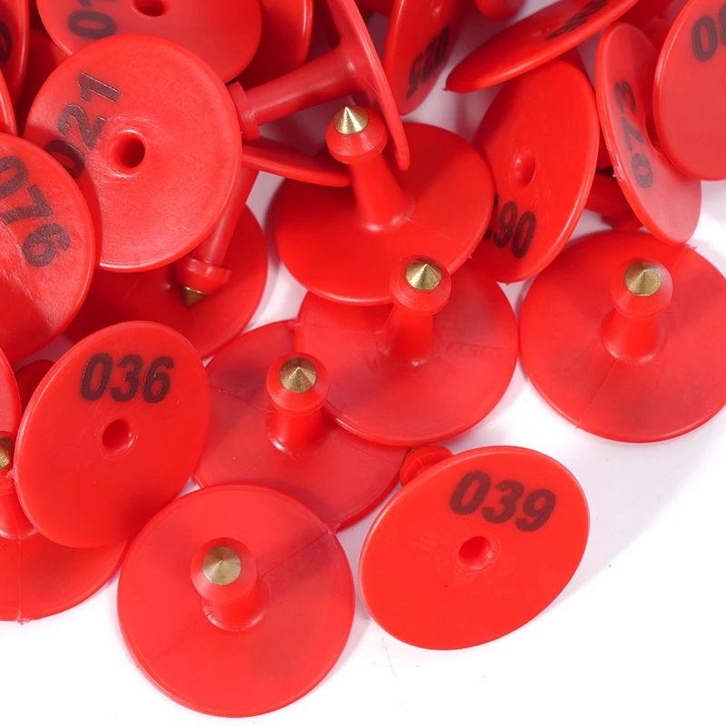 100 Uds cerdo oveja conejo ganado oreja etiqueta signos escritura láser cabeza de cobre pendientes ganado etiqueta tarjeta de identificación de animales de granja - imagen 3