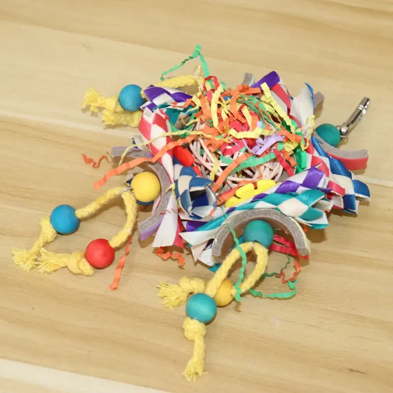 Juguete para loros, bola de ratán de colores, tubo de papel, jaula para pájaros, decoración, colgante, pájaro, juguetes divertidos