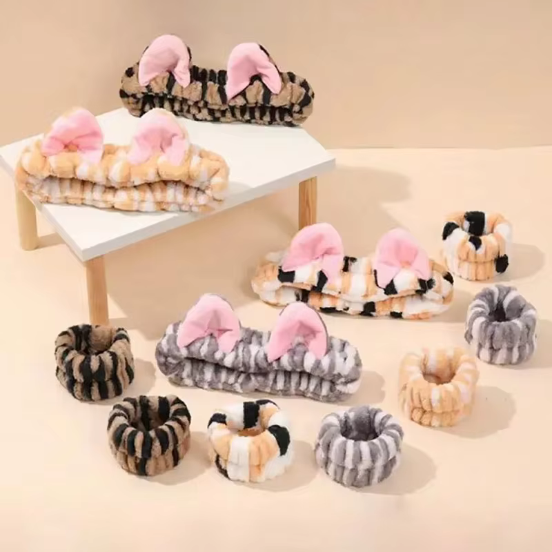 Diadema de felpa con orejas para gato estampado leopardo divertida - imagen 5