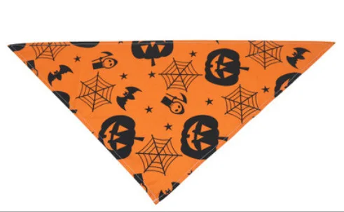 Toalla de Saliva para mascotas, bufanda con estampado de calabaza y calavera de Halloween, accesorios, bufanda triangular para perros - imagen 4
