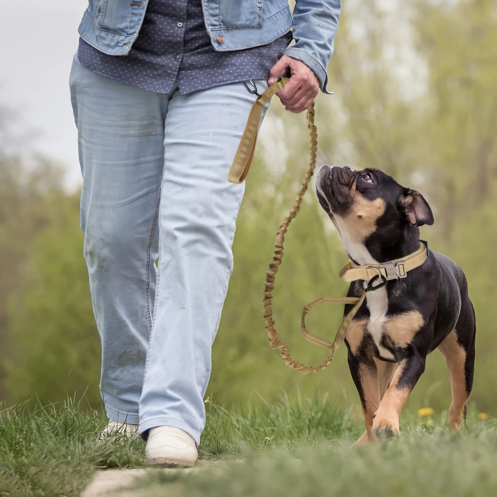 Juego de Collar y correa para perro táctico, Collar y correa para perro militar para perros medianos a grandes, hebilla de Metal resistente ajustable Re - imagen 3