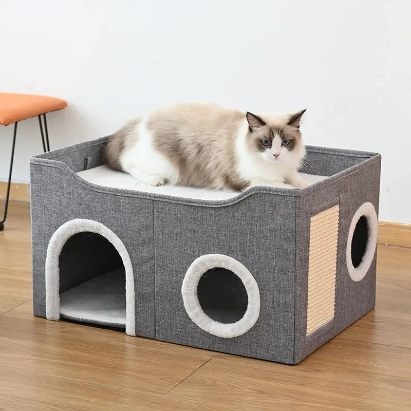 Cama para gatos, casas cálidas para invierno, camas para mascotas, cesta de cosas, productos, accesorios para cachorros, suministros, estera, casa, productos para hábitat de gatitos - imagen 5