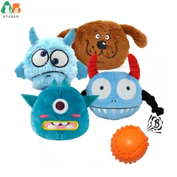 Peluche monstruo azul + bola chillona – Juguete interactivo 2 en 1 para perros
