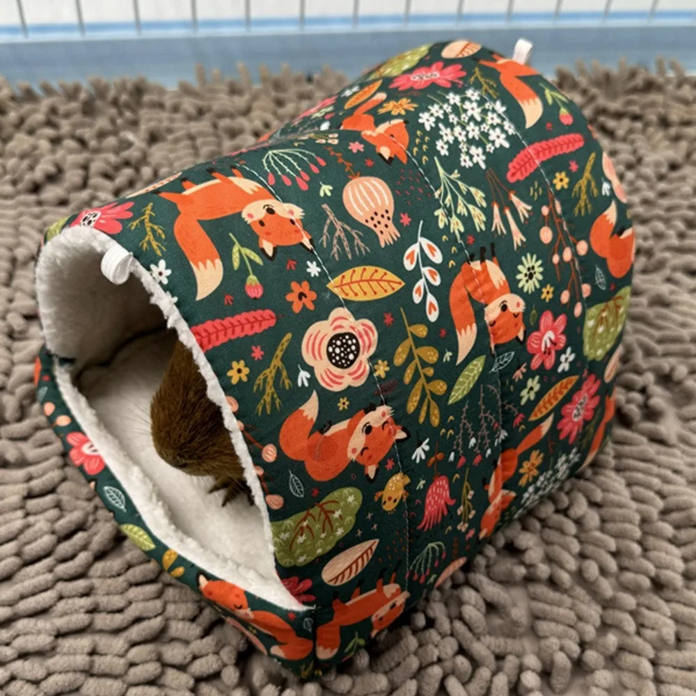 Cama para dormir con estampado cálido para otoño e invierno, nido Triangular para mascota, pájaro, loro, conejo, ardilla, conejillo de indias, jaula colgante para hámster - imagen 3