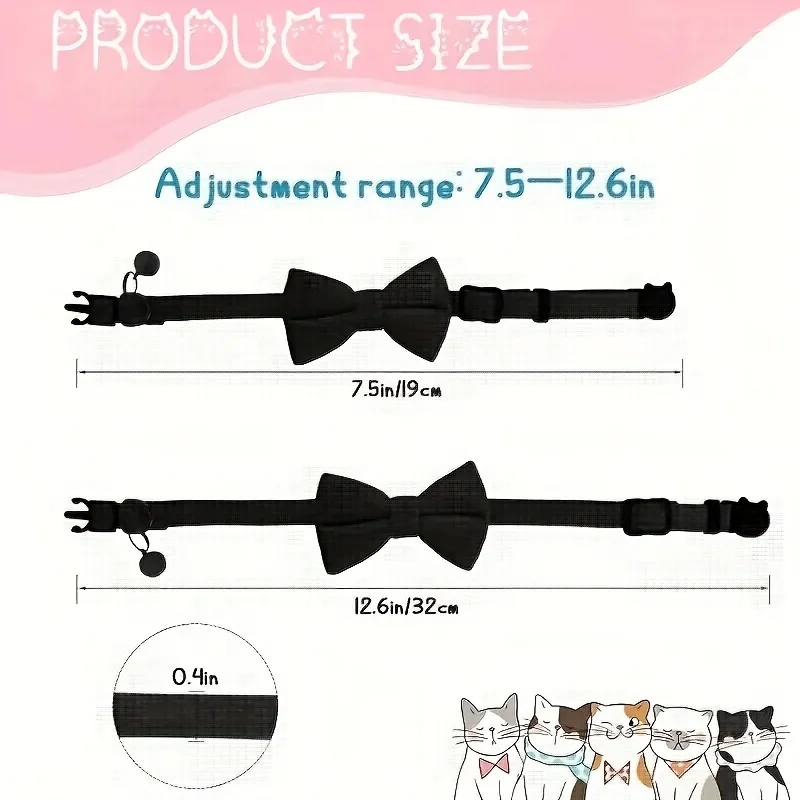 Collar pajarita gato personalizable con etiqueta grabada y campana - imagen 5