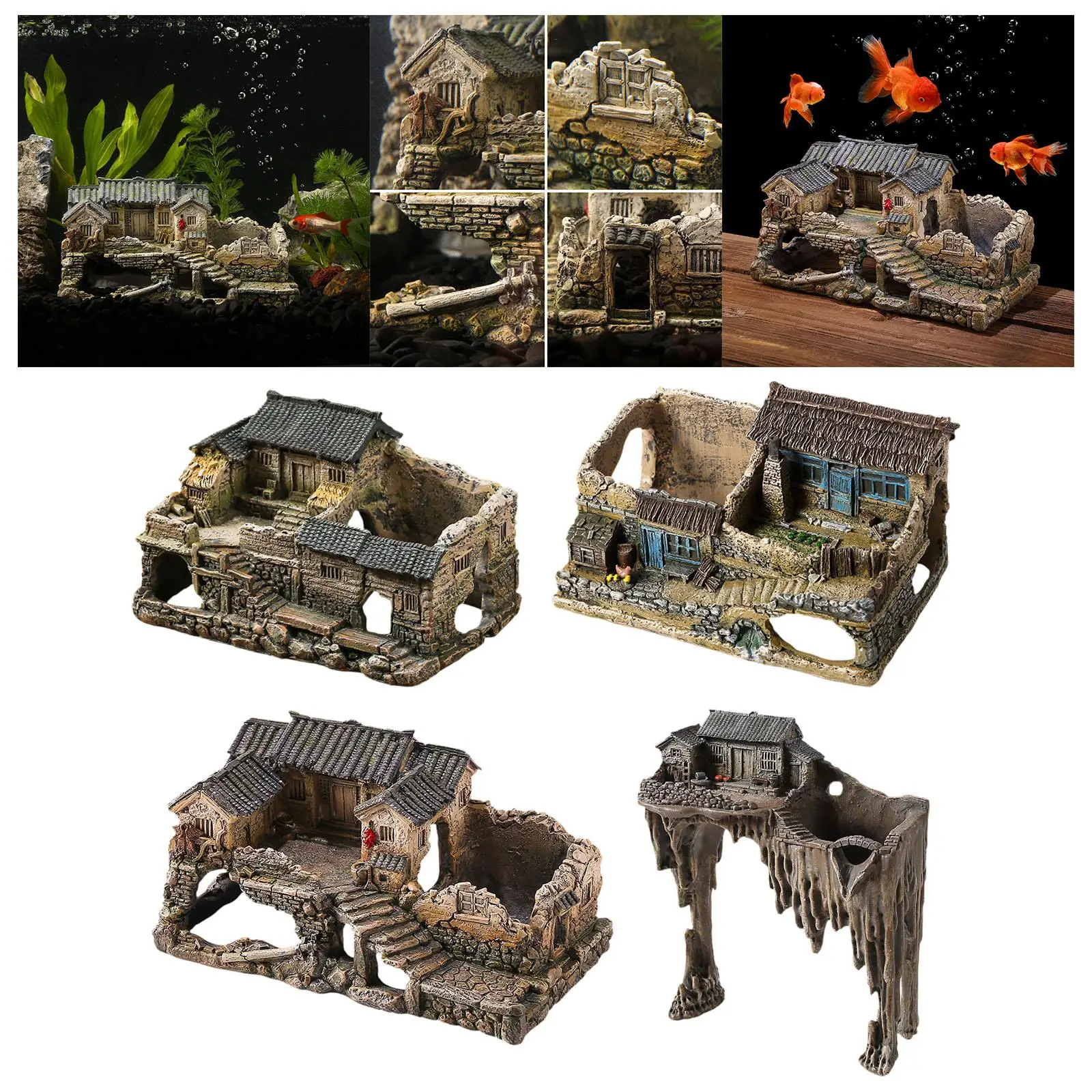 Aquarium Hideaway for Betta Fish, Resin Shelter Figurine for Turtles And Reptiles