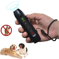 Repelente ultrasónico para perros y gatos, dispositivo de entrenamiento antiladridos, adaptador, entrenador LED ultrasónico con linterna repelente
