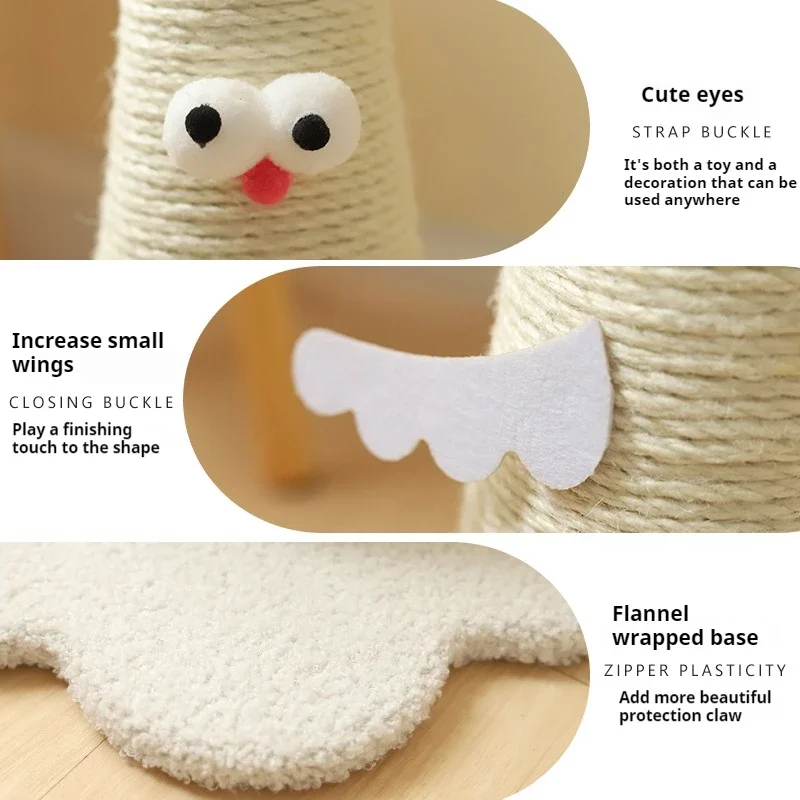 Tabla de rascar para gatos, marco vertical de escalada para gatos, columna de rascar para gatos de sisal, juguete integrado para rascar e picar - imagen 5