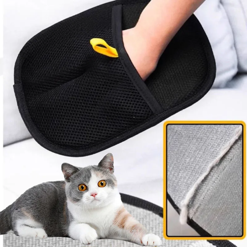 Guantes de aseo para mascotas, cepillo removedor de pelo, cepillo para quitar el pelo de gatito, guante para alfombra de perro y gato, guante de limpieza de piel de doble cara