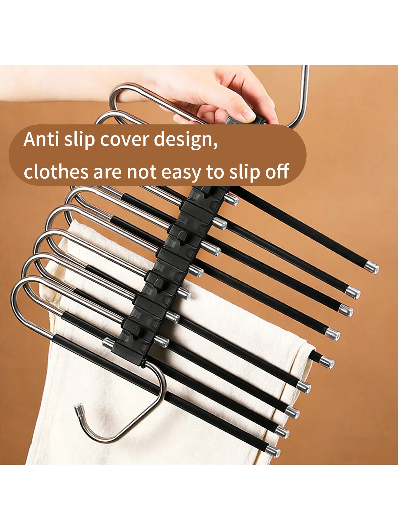 Perchero metálico en U para pantalones acero inoxidable antideslizante - imagen 5