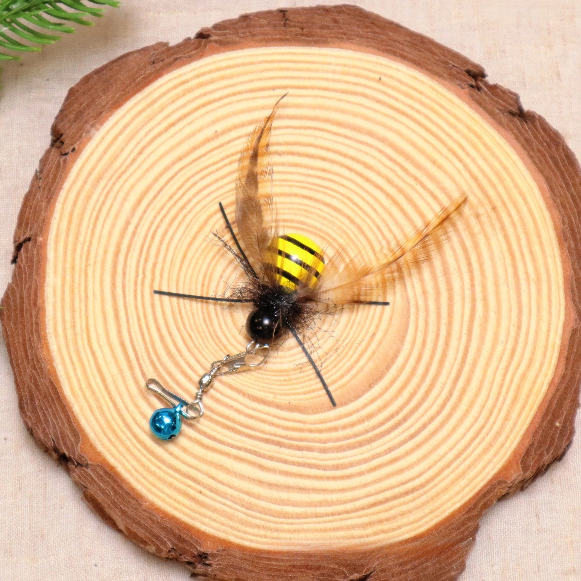 Accesorios de repuesto de plumas de abeja Mantis de simulación, palo divertido para gato, varilla Teaser, juguete para mascotas, plástico y madera, 2 uds. - imagen 3