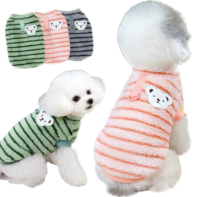 Ropa a rayas para perros, ropa cálida para mascotas, camisa de lana suave para cachorros, ropa para Chihuahua, traje para perros, abrigos, ropa para caniche Shih Tzu