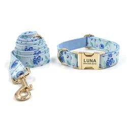 Collar cachorro personalizado con placa ID – Color arándano