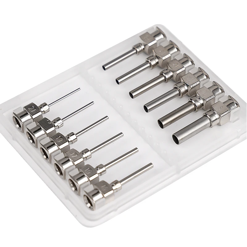 12 Uds. Agujas dispensadoras de acero inoxidable de 1/2 pulgadas para dispensador de jeringa de inyección 8G -27g dispensador de pegamento romo - imagen 2