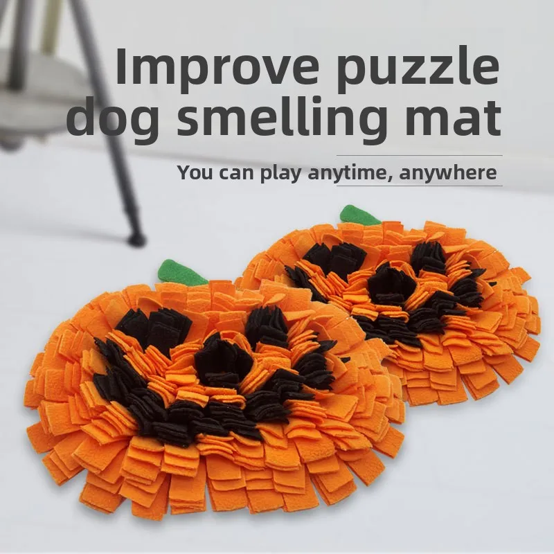 Alfombra olfativa para perros lana suave calabaza – Alimentación lenta - imagen 2