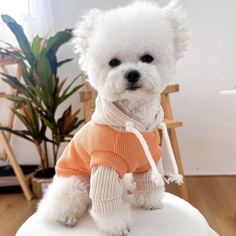 Sudaderas con capucha cálidas de invierno para perros, dos piezas falsas, ropa para mascotas para perros pequeños y medianos, abrigo cómodo para cachorros, trajes de peluche para Chihuahua - imagen 2