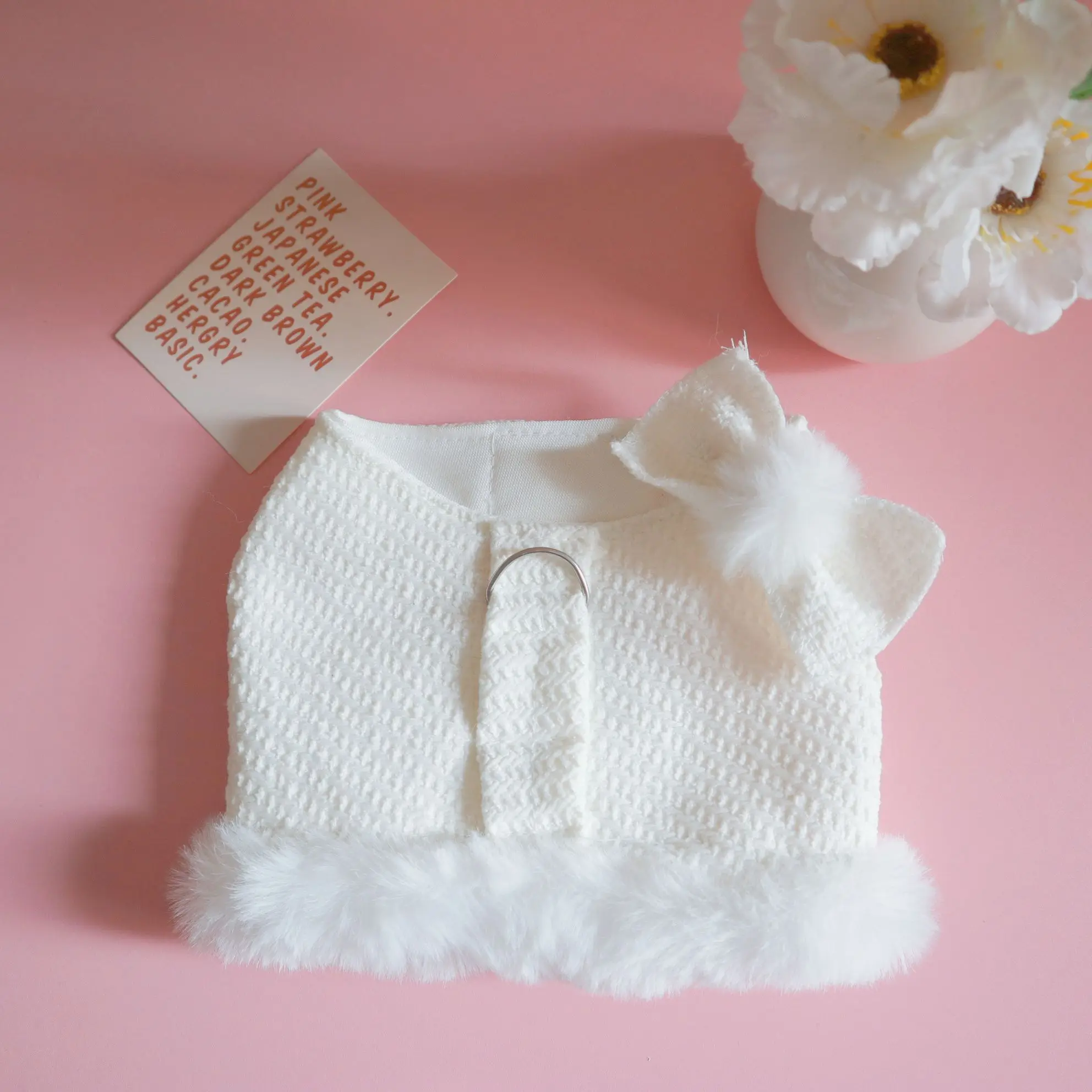 Chaleco de tracción con lazo de felpa para perro, ropa bonita, correa de pecho de lana, correa de borde de piel, Noblewoman blanco, Otoño e Invierno - imagen 3